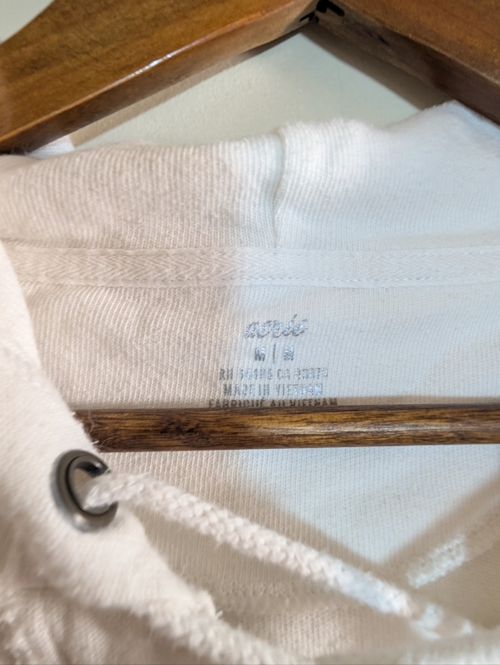 Aerie White Oversized Cotton Lace Up Hoodie Pullover Sweatshirt - Picture 4 of 8